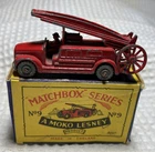 Matchbox/Lesney #9B DENNIS FIRE ESCAPE, w/Type B Box, in Very-Good condition!