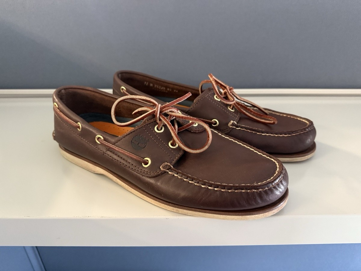 Timberland Men's 11 Classic Oxblood Burgundy 2 Eye Moc Toe Boat