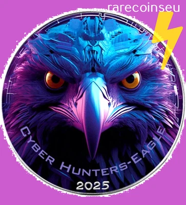 Eagle - Cyber Hunters, Silvercoin 1oz, UK, color, Limit Mintage 100, extrem rar - Bild 1 von 2