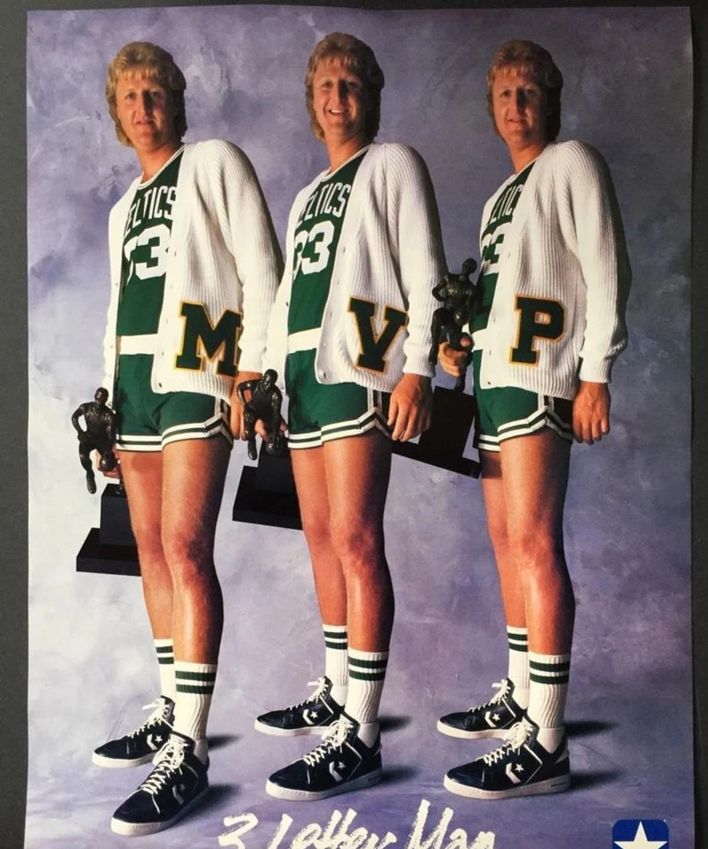 Larry Bird 1987 Converse THREE LETTER MAN MVP Boston Celtics Poster 23" x 17" - Image 2 of 4