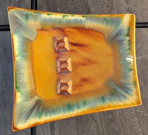 Mid Century Modern Royal Haeger Orange MULTI COLOR  Ashtray  Vintage Tobacco