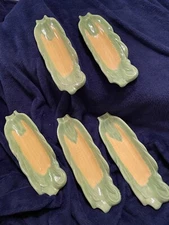 Corn on the Cob Serving Dishes Plates Holders Ceramic 5 Pieces Vintage