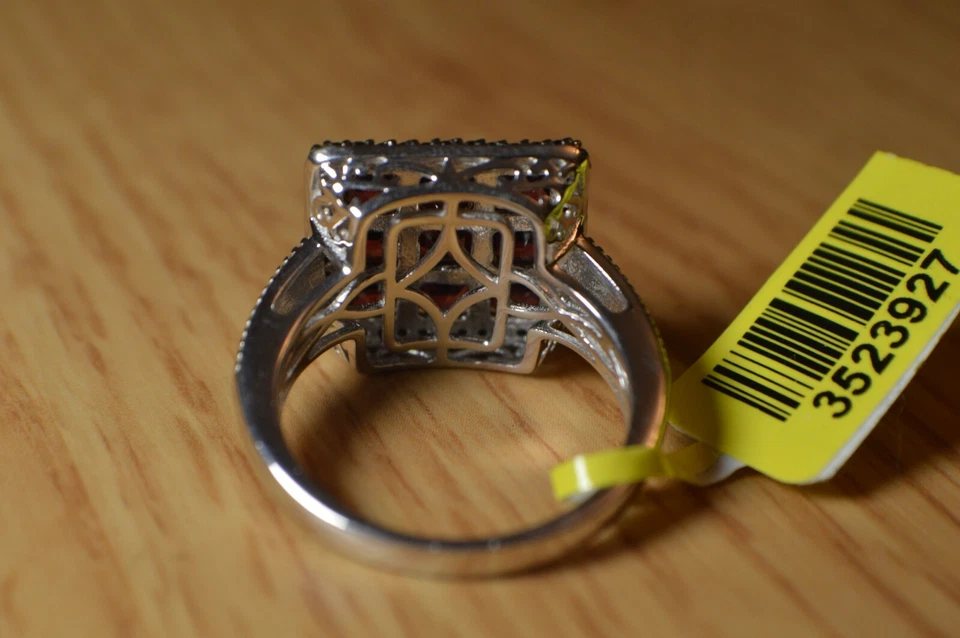 3.94ct Rhodolite Garnet / Spinel Cocktail Ring Platinum over Fine Silver Sz 8 - Image 4 of 4