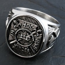 Freimaurer Templer Kreuz Ring Edelstahl Herren Siegelring Skull Bones Totenkopf