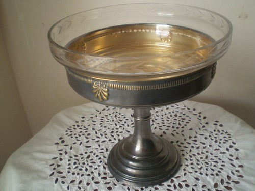 ANTIQUE ART NOUVEAU Jardiniera bowl silver plated Original glass - Bild 12 von 12
