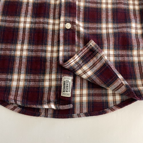 Oshkosh Boys Flannel Shirt 8 8A Brown Plaid Long Sleeve Button Up Heavyweight - Picture 4 of 15