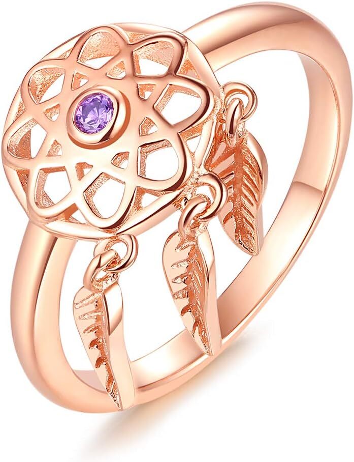 Dream Catcher Ring Sterling Silver 925 Cubic Zirconia for Girls Women Band Width