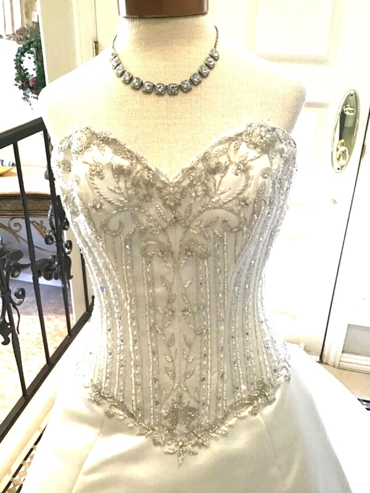 DEMETRIOS NUEVO Vestido de Novia Vestido de Novia Marfil Satén Sin Tirantes Corsé 4 Foto 4 de 4