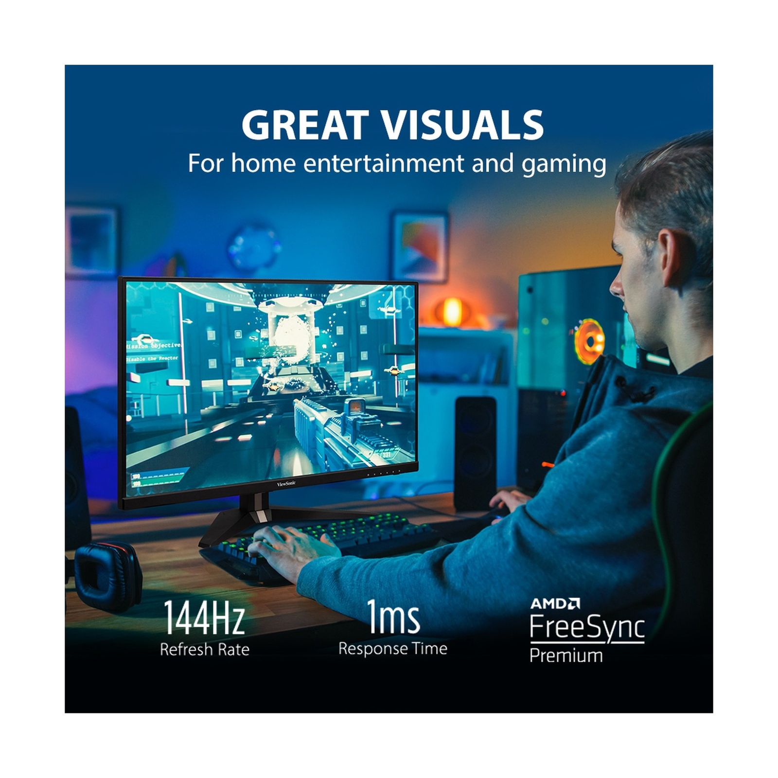Viewsonic Omni Vx2768 2kp Mhd 27 Inch 1440p 1ms 144hz Ips Gaming Monitor With Ebay