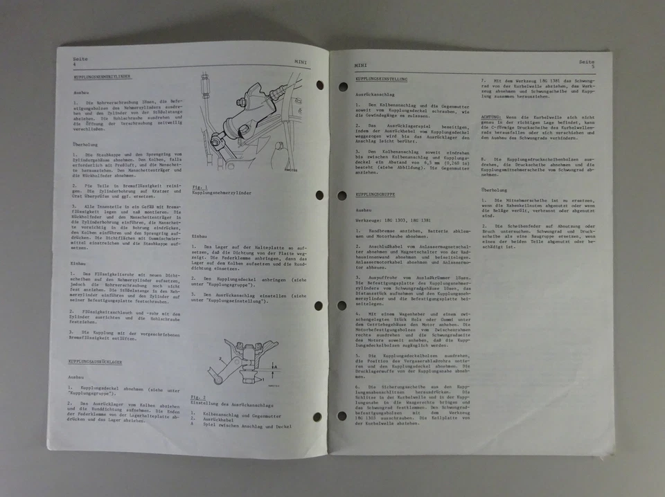 Nachtrag-Werkstatthandbuch Austin Mini City E+HLE+Verto Kupplung '1982 | Deutsch - Bild 2 von 4