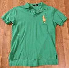 Men Polo Ralph Lauren Short Sleeve Button Polo Shirt Size Small Solid Green