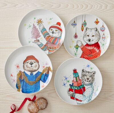 West Elm Rachel Kozlowski Dapper Animal Christmas Holiday 8.5