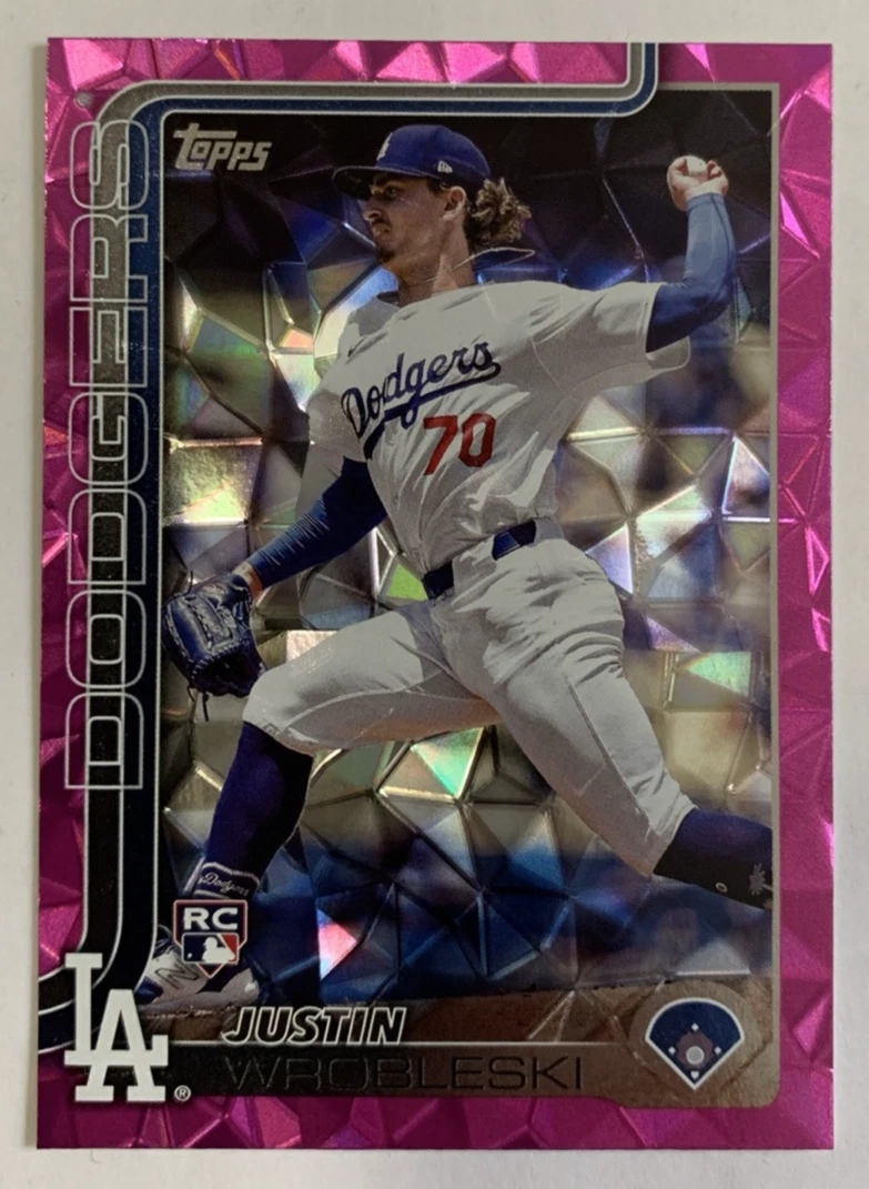 2025 Topps Pink Rookie Diamante Foil Justin Wrobleski Los Angeles Dodgers #204