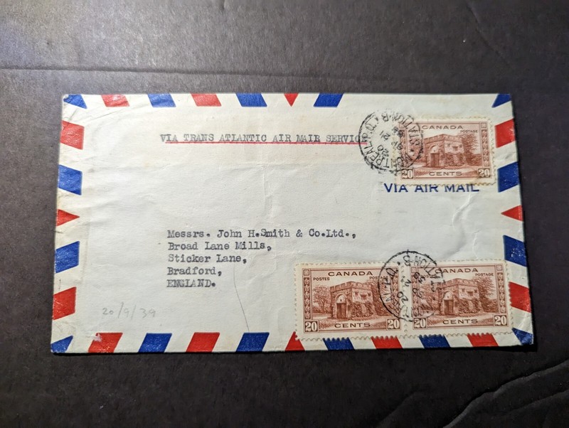 1939 Canada Airmail First Flight Cover FFC Montreal Quebec to Bradford England