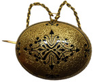 Antique Victorian 14K Solid Yellow Gold Enamel Pendant/Pin
