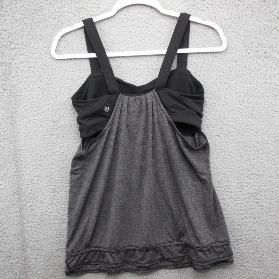 Camiseta sin mangas Lululemon Run Your Heart Out para mujer 8 negra gris sujetador incorporado Foto 3 de 4