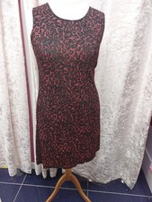 New Red & Black Animal Print SPARKLY Glitter PARTY Evening Dress Size 12-14
