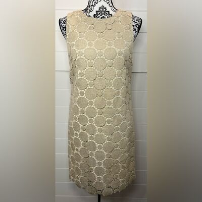 Alice & Olivia Dress Womens 8 Light Gold Metallic Lace Shift Mod Mini  Cocktail | eBay