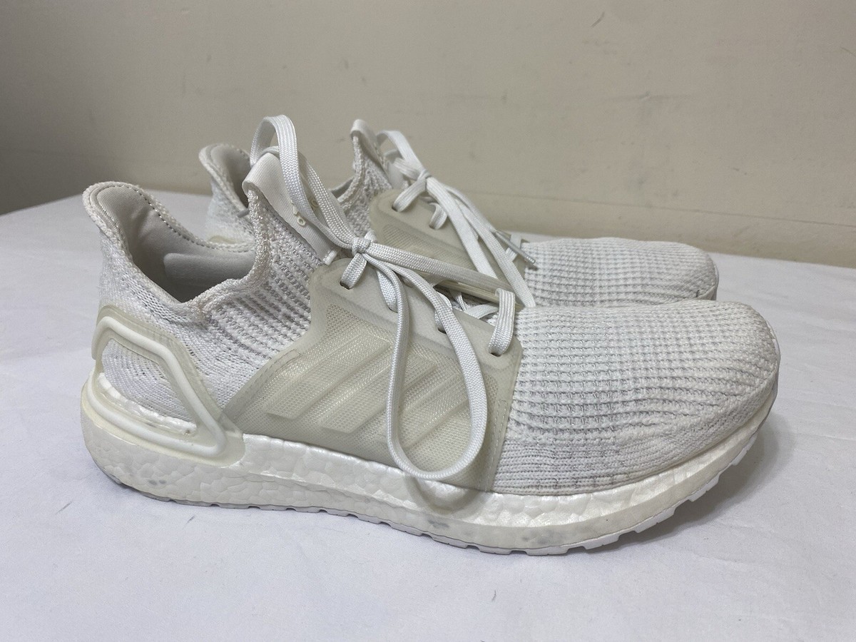 adidas Ultraboost 19 White Knit Athletic Running Shoes G54015 Women’s Size 