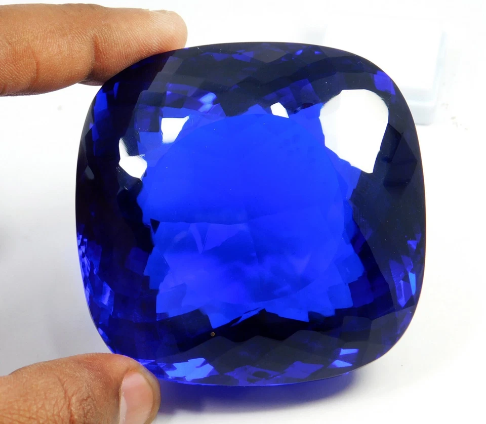 Piedra preciosa natural 1190,50 quilates alucinante AA+ corte radiante azul certificada Foto 3 de 4