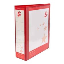 5 Star Office A4 Presentation Ring Binder  65mm 4D-Ring Red (Pack of 10)