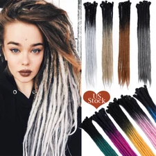 Real Soft Wool Handmade Dreadlocks Extensions Braids Dreads Hair Ombre Grey US