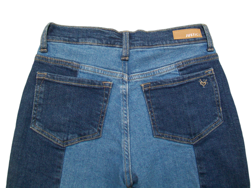 Justice Two Tone Denim Mini Mom Girls Blue Jeans Pants Size 16 - Picture 3 of 4