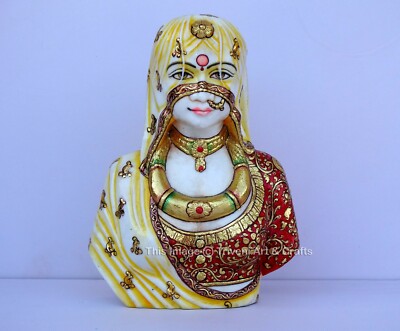 Marble Woman Statue Indian Rajasthani Bani Thani Tribal Ethnic Decorative Figure