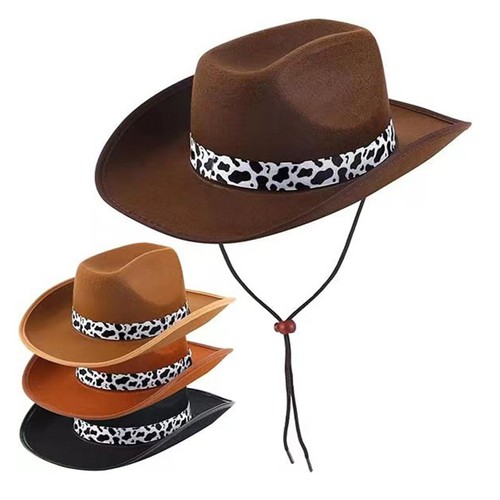 Unisex Mujeres Hombres Vaquero Top Sombrero Ligero Estampado de Vaca Cinturón Gorra Festival Moda - Imagen 5 de 17