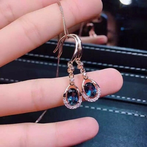 2Ct Oval Cut Lab Created Alexandrite Drop/Dangle Earrings 14K Rose Gold Plated - Picture 3 of 5
