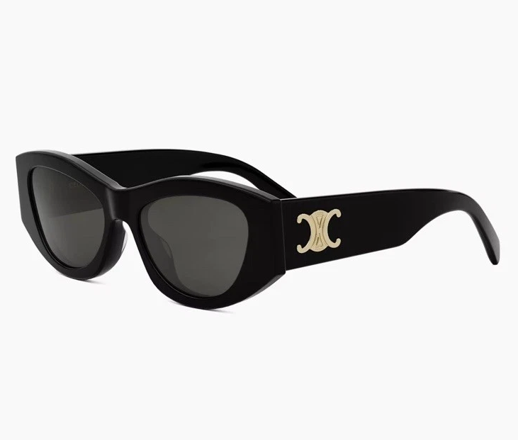 Celine CL40308U 01A Triomphe Women Sunglasses Black Gold Grey Lens