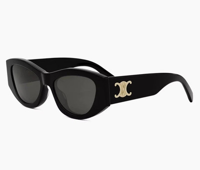 Celine CL40308U 01A Triomphe Women Sunglasses Black Gold Grey Lens AUTHENTIC
