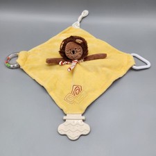 Stephan Baby Lion Security Blanket Lovey Rattle Teether Yellow Red Stripes Toy