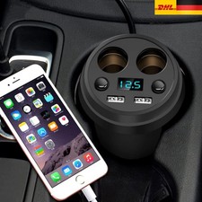 2Fach KFZ Auto Zigarettenanz&uuml;nder USB Doppelsteckdose Verteiler 12V 24V Adapter