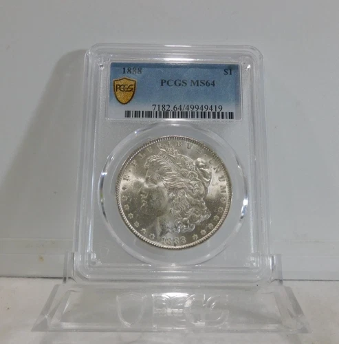 GOLD SHIELD!  1888-P  MORGAN Silver Dollar, PCGS MS-64!