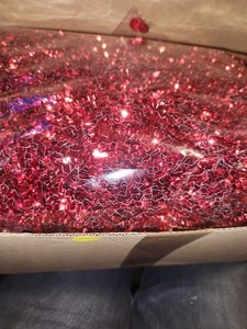 ✨ Metallic Red Shredded Tinsel ✨ Sparkling Decorative Gift Basket Filler