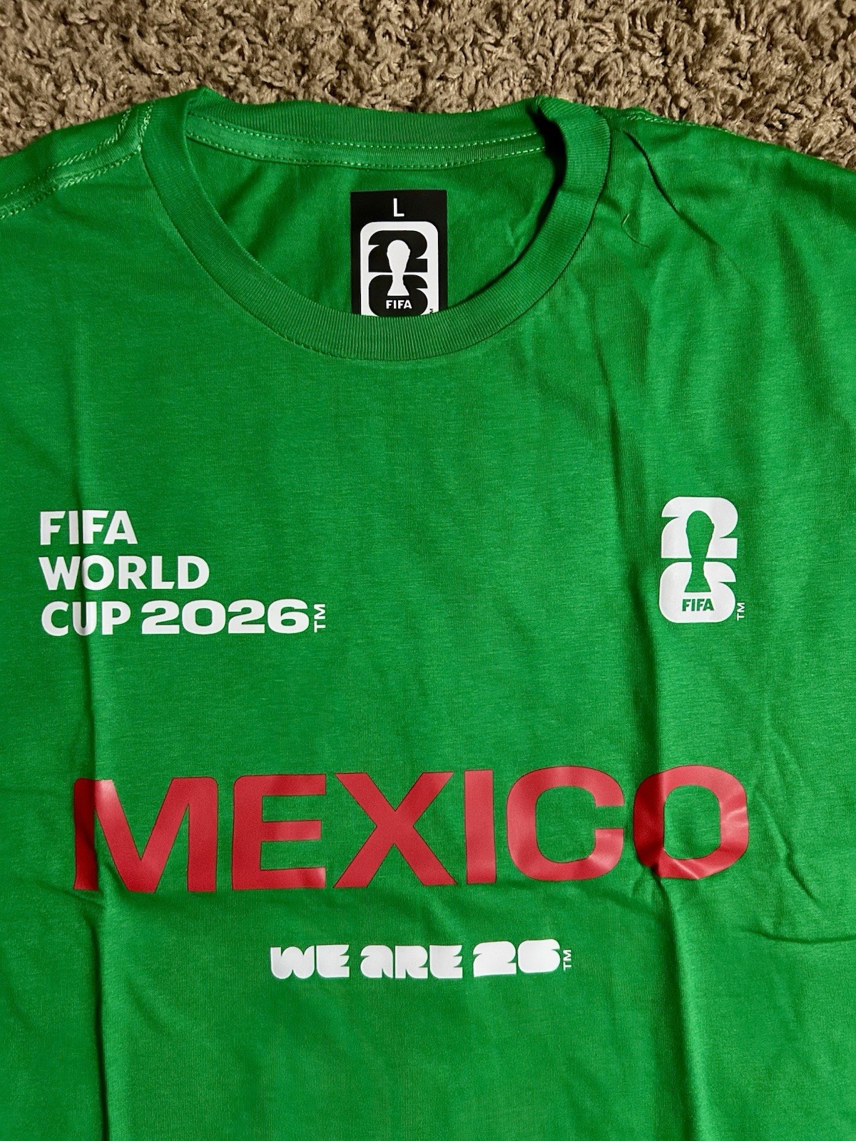 NEW FIFA World Cup 2026 Mexico T-Shirt Large Green Official Licensed
