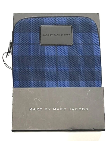 Marc Jacobs Padded Ipad Tablet Case Cover Sleeve - Indigo blue plaid - 10" x 8" - Image 4 of 4