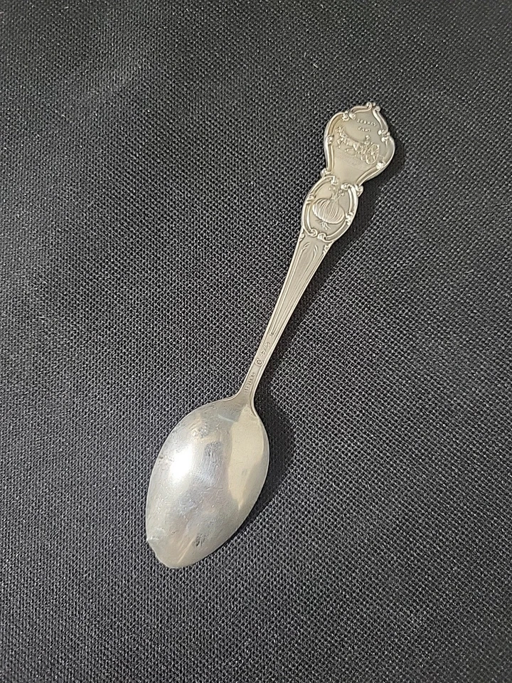 Antique Sterling Silver Souvenir Spoon BERMUDA Royal Palms, Angel Fish LILY C3 — 第 2/4 张图片