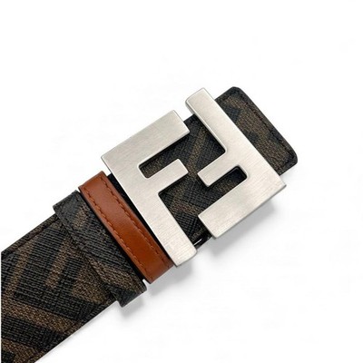 【FENDI】FFスクウェアロゴ レザーベルト シルバー FENDI FF Logo Zucca Pattern Square Silver Brown belt | eBay