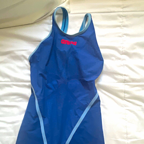 Arena Girls Blue Competitive One-Piece Swimsuit Nylon Regular Size USA/UK 24