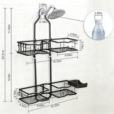 2-Tier Over-the-Head Shower Caddy Rustproof Anti-Slip No-Drill Organizer