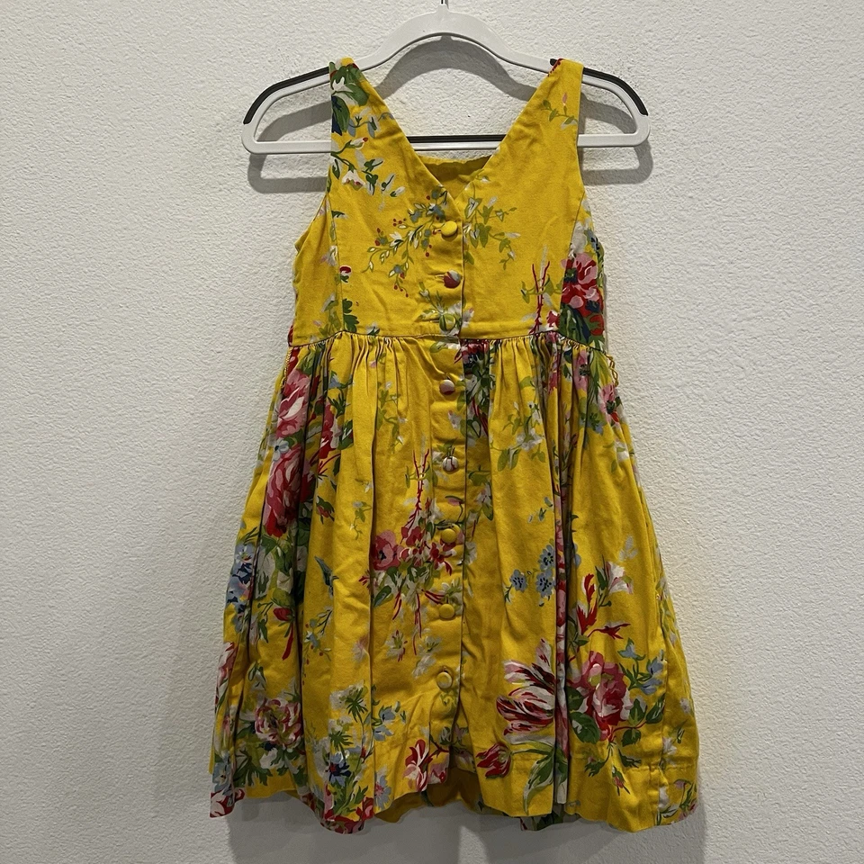 VESTIDO POLO RALPH LAUREN NIÑA AMARILLO PRIMAVERA II FLORAL Talla 6 Fiesta de Pascua Cumpleaños Foto 3 de 4
