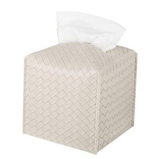 Tissue Box Cover PU Leather Tissue Holder Square Facial Tissue square Griege