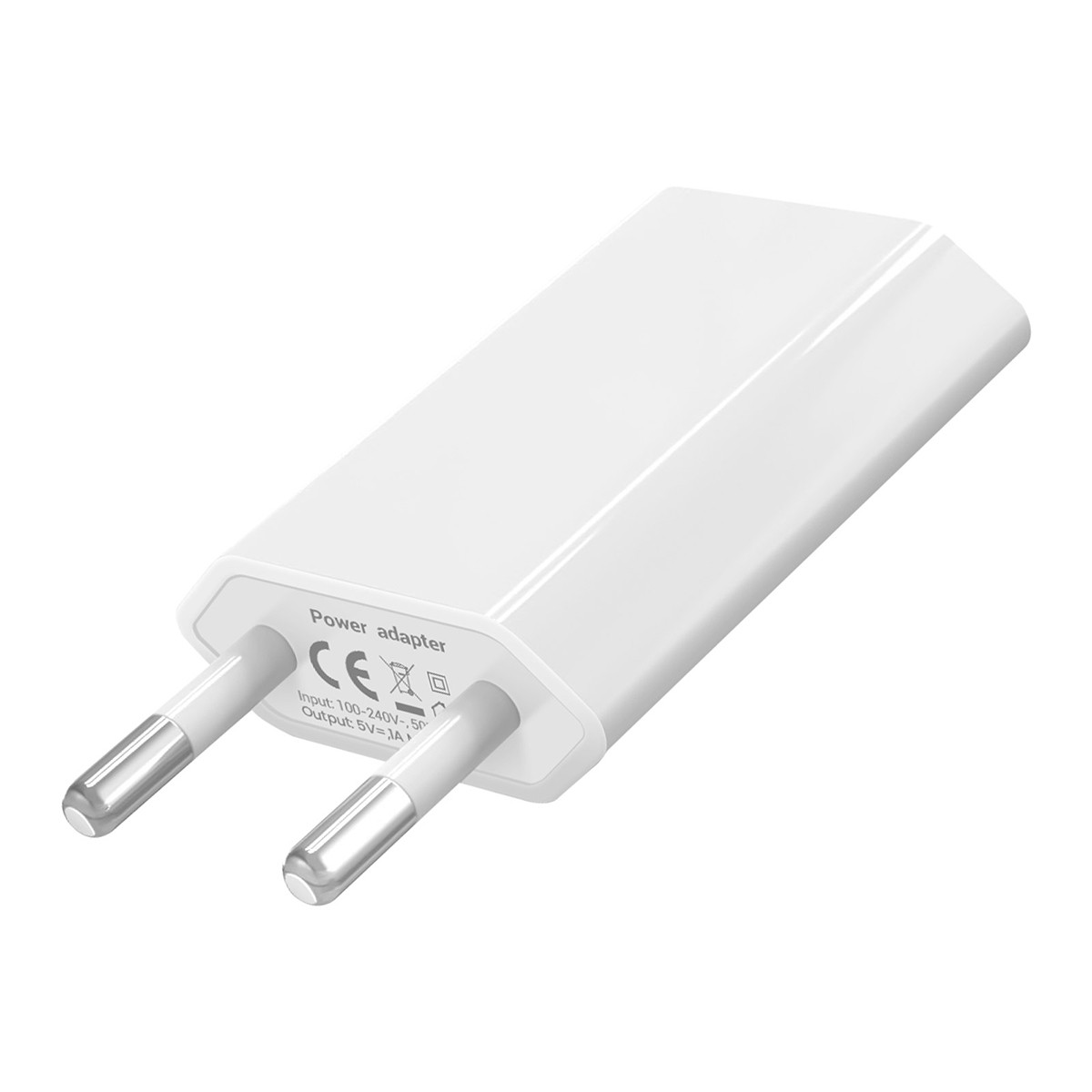 Chargeur mural USB 1A blanc compact bloc secteur pour smartphone
