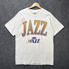Vintage Utah Jazz Shirt Mens Large White 90s USA NBA Basketball Salem Sports