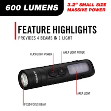 Coast KL35R 600 Lumen Rechargeable MINI LED Pocket Flashlight w RED Light, Clip