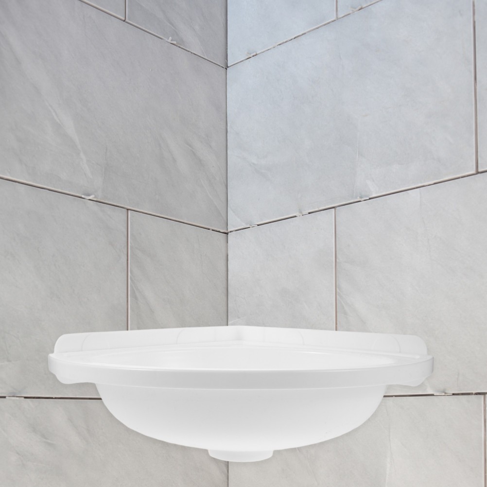HOLGVE Corner Bathroom Sink Set – White Ceramic, Wall Mount, 21x21x14 Inch Triangular, With Storage Cabinet