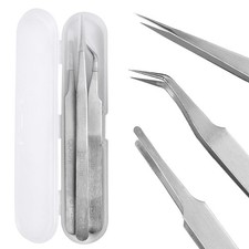 3Pcs Stainless Steel Precision Tweezers Set for Electronics Hobby Jewelry Making
