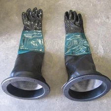 1 Pair Heavy Duty Work Gloves W/ Holders for Sandblasting Sand Blast Cabinet New